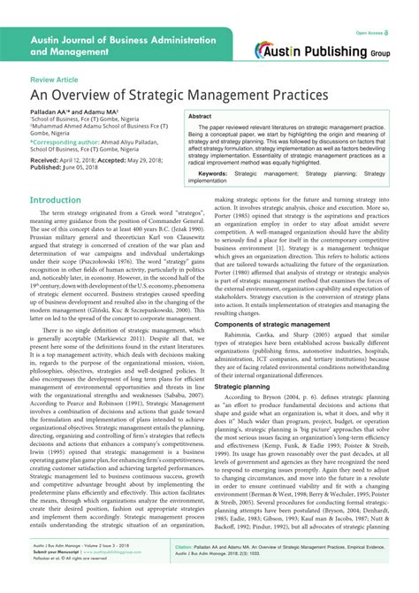 Type Research Article. . Article review on strategic management in ethiopia pdf